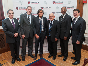Left to right: Jeffrey S. Flier, Gary Fleisher, inaugural Longwood Professor Wayne Lencer, ultimate namesake Stuart Orkin, Kevin Churchwell and David Williams. Image: Suzanne Camarata Photography