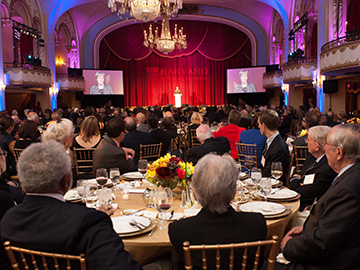 Harvard University President Drew Gilpin Faust speaks at the launch of <i>The World Is Waiting: The Campaign for Harvard Medicine</i> on Nov. 13. Image: Suzanne Camarata