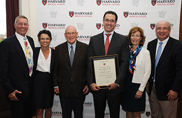 From left: Dolph Hutter, Jr., Katrina Armstrong, Arthur Irving, James Januzzi, Jr., Nancy Tarbell and Peter Slavin. Image: Neal Hamberg