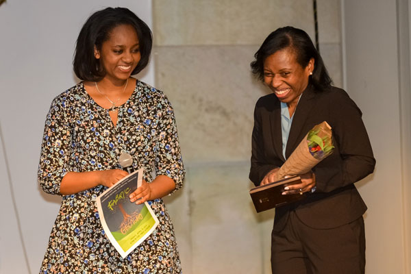 Rhonda Bentley-Lewis (right) received the 2017 Fabric Faculty Award for diversity.