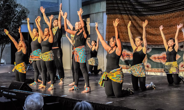 Students perform “Beauty Before the Fall,” an African dance choreographed by Sloane Mebane.