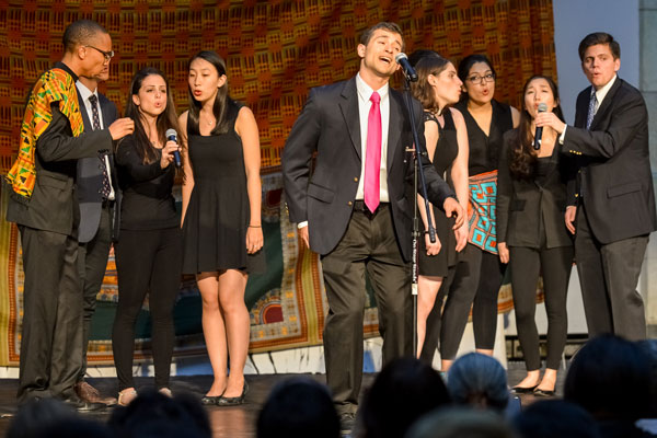 James Agolia sings lead during the African American spiritual “Hold On.”