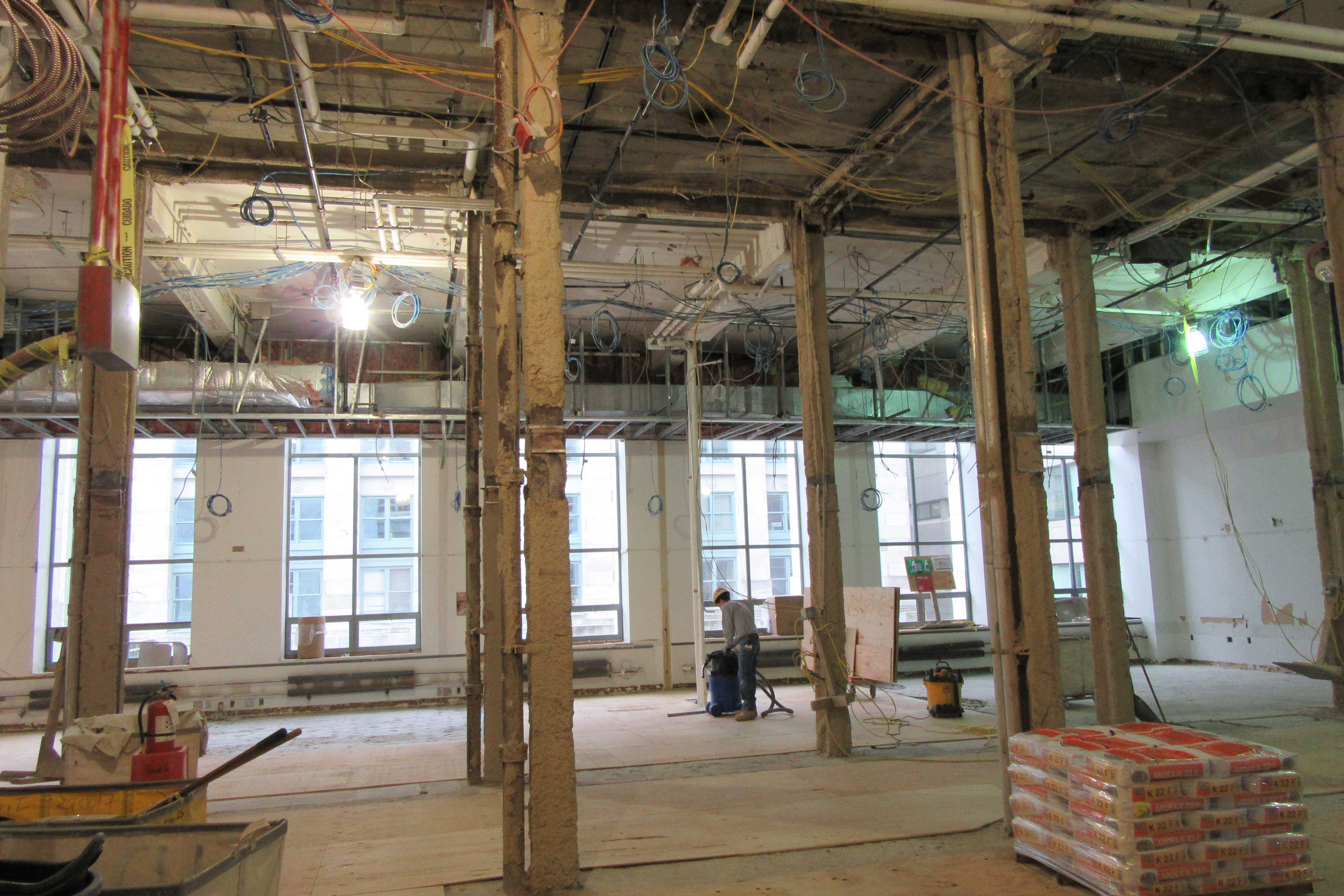 Gutted interior of area that will become the new student study center on TMEC's second floor. Image: M. Buckley