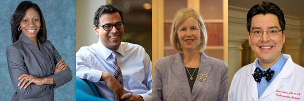 From left: Fatima Cody Stanford, Atul Gawande, JoAnn Manson and Fidencio Saldana