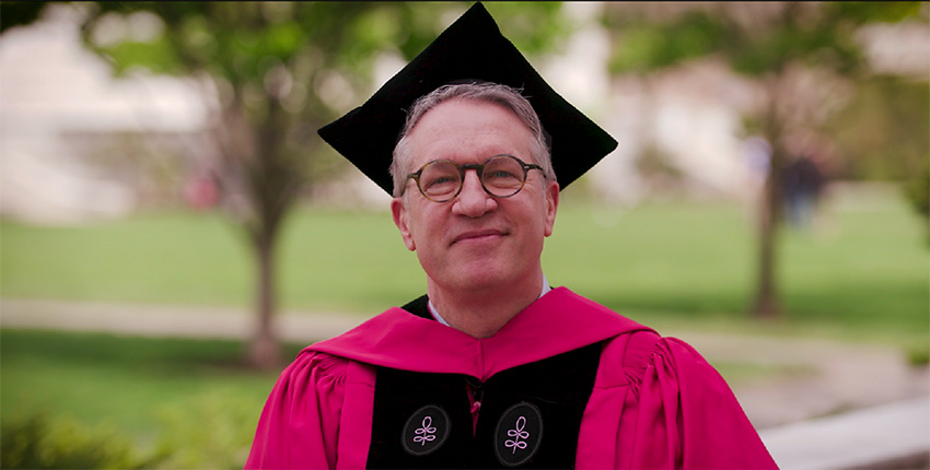 Screen shot of HSDM Dean Giannobile from Class Day video