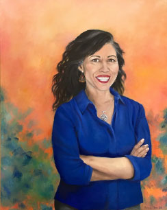 Oil portrait of Gina Moreno-John