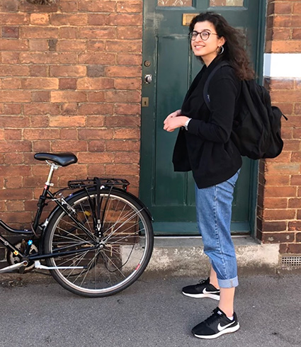 Roxanna Haghighat with her bike