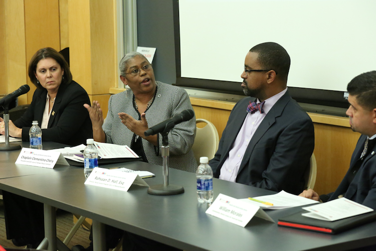Equity and Social Justice panelists, from left: Norma Ayala, Clementina Chéry, Rahsaan Hall, William Morales. Image: Jeff Thiebauth