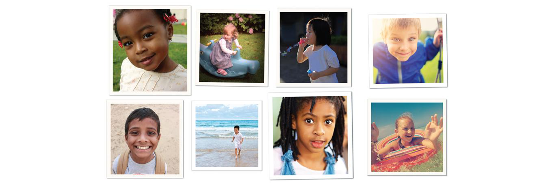 A group of images of children who have helped with scientific research