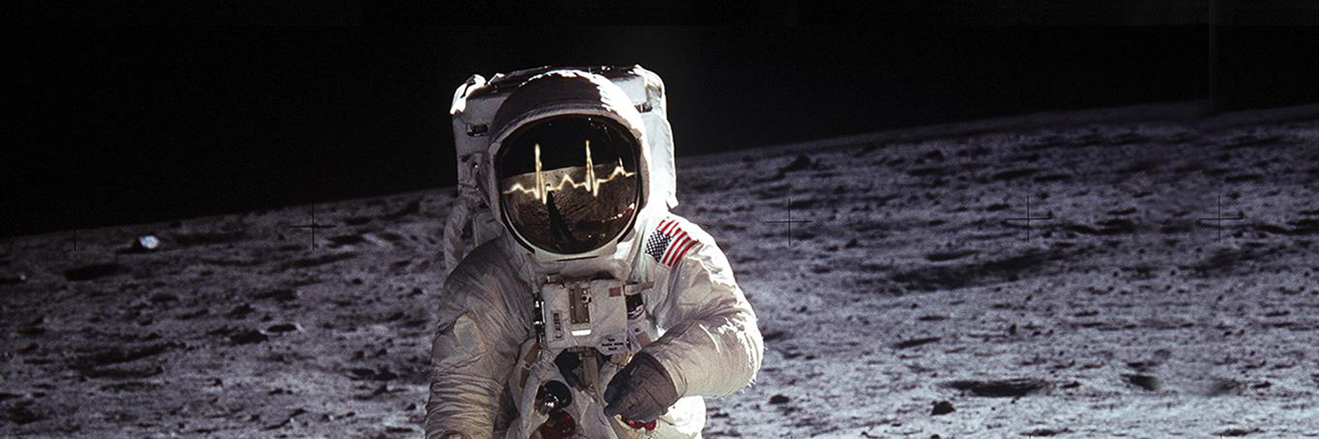 Man walking on the moon in space suit