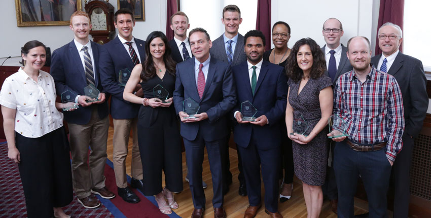 Recipients of the 2019 Dean's Community Service Awards. Image:  Jeff Thiebauth