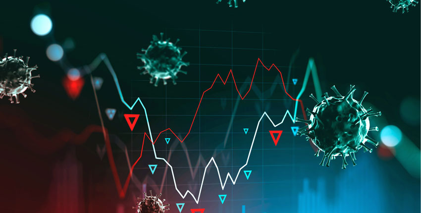 Illustration of a graph and viruses at various points on the graph