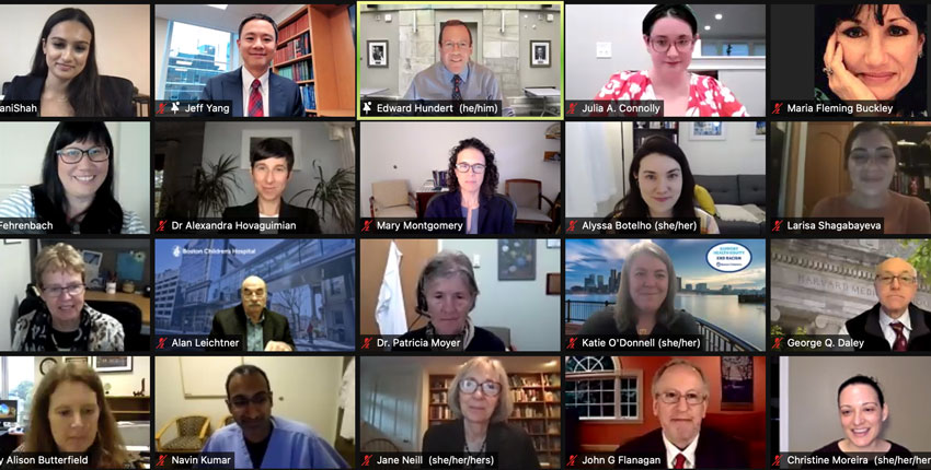 Screen shot of teaching excellence awards zoom meeting, multiple faces