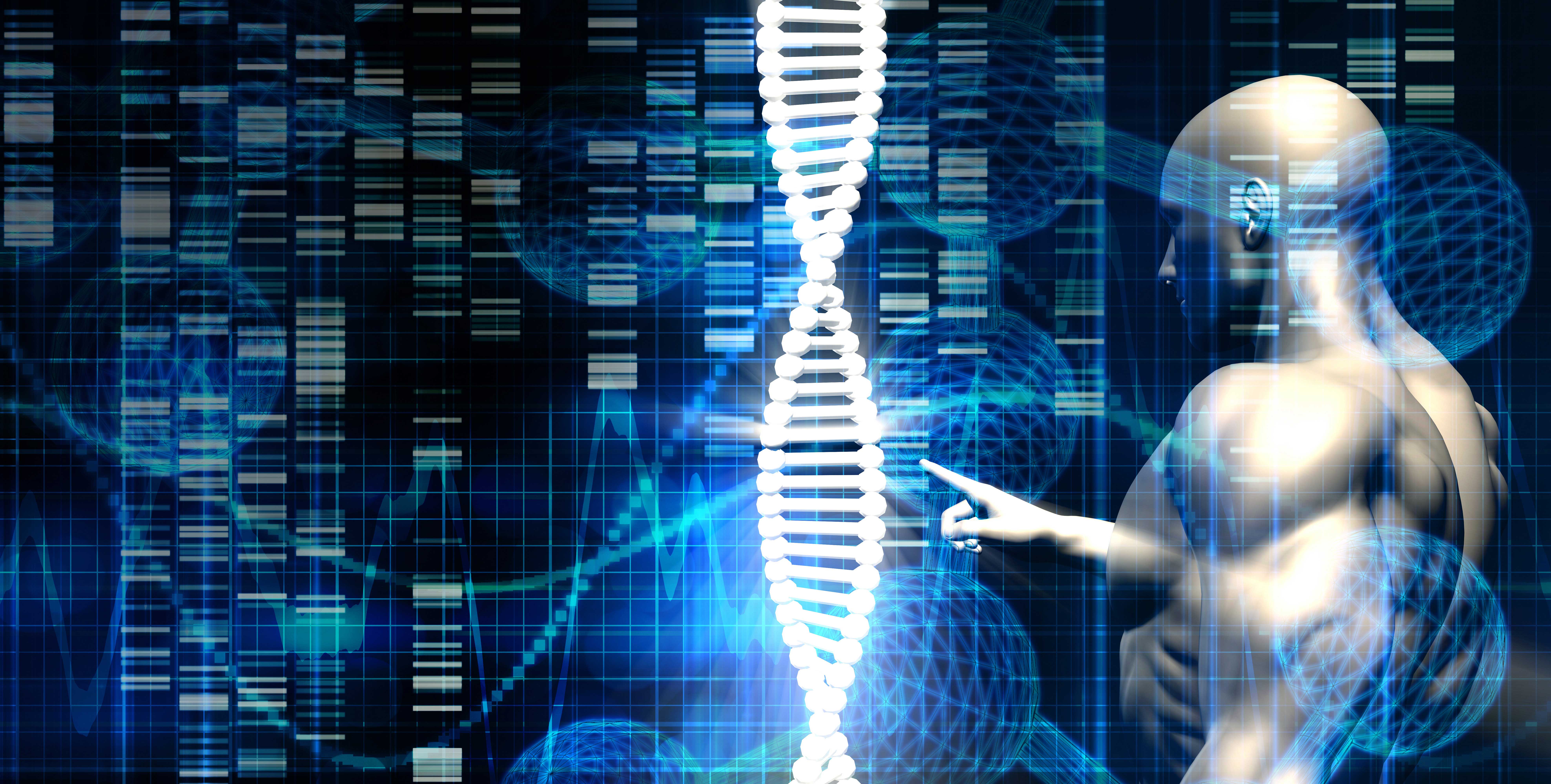 Illustration of robot touching a DNA strand 