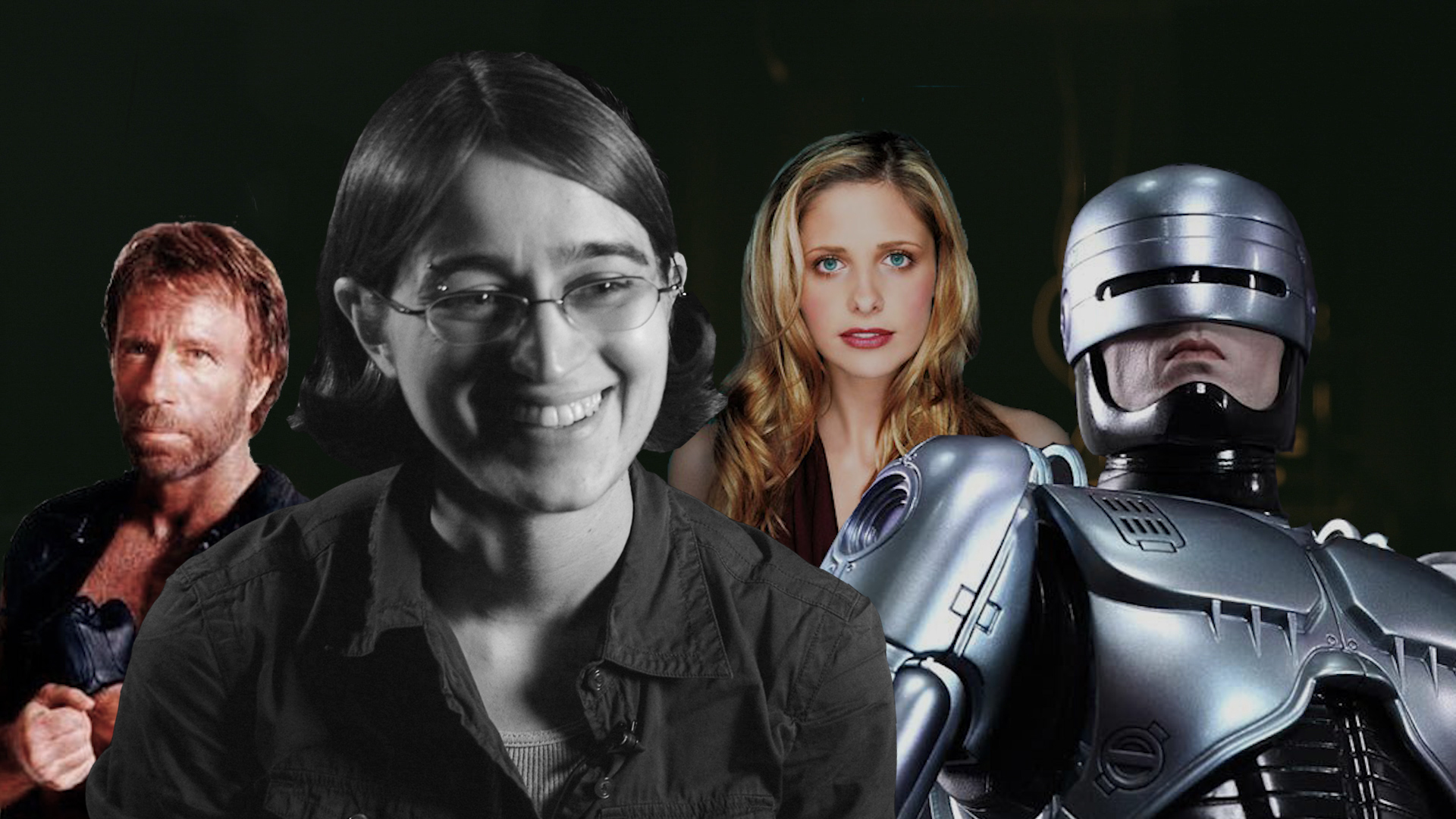 Images of Chuck Norris, the Buffybot and Robocop alongside researcher Lizz Thrall
