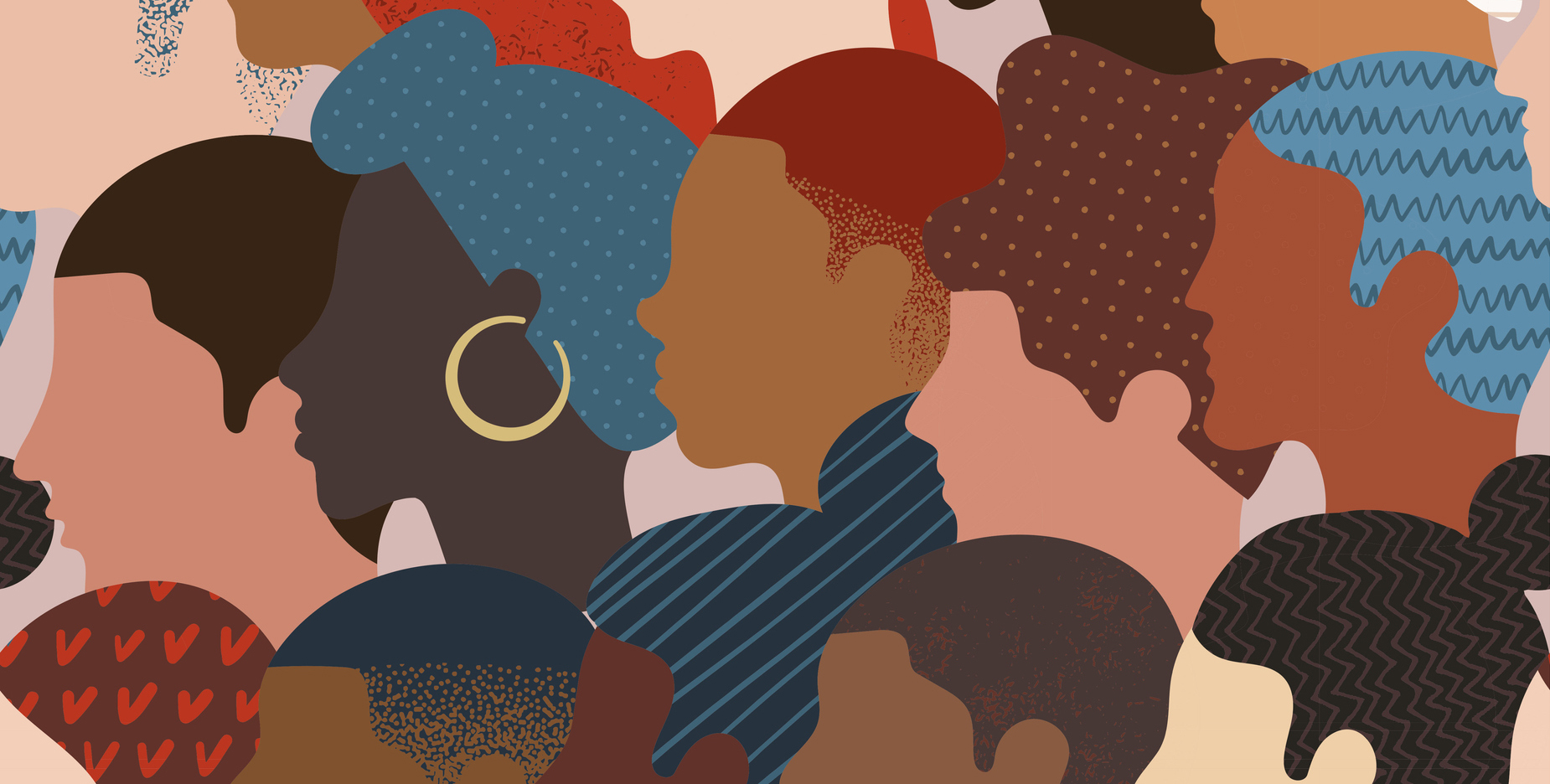 illustration of heads of a diverse group of people