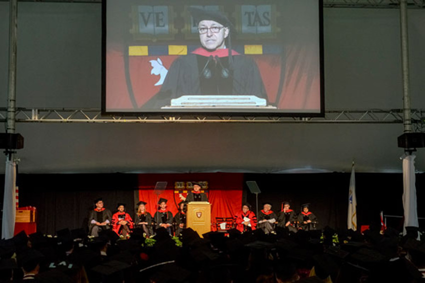 George Q. Daley addresses graduates.