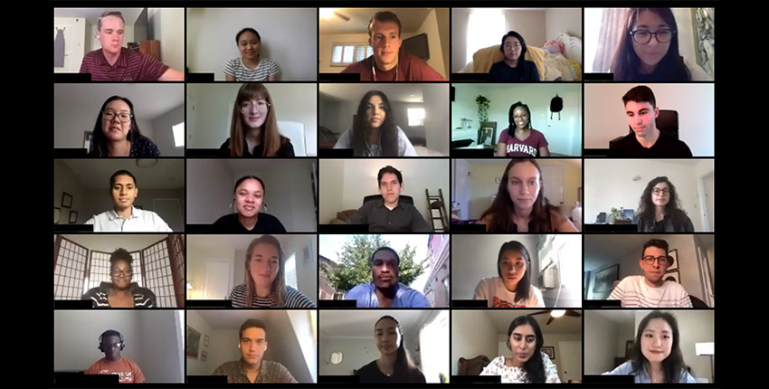 screen capture of students on video call