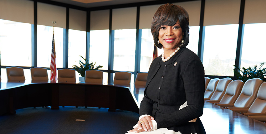 Valerie Montgomery Rice in board room