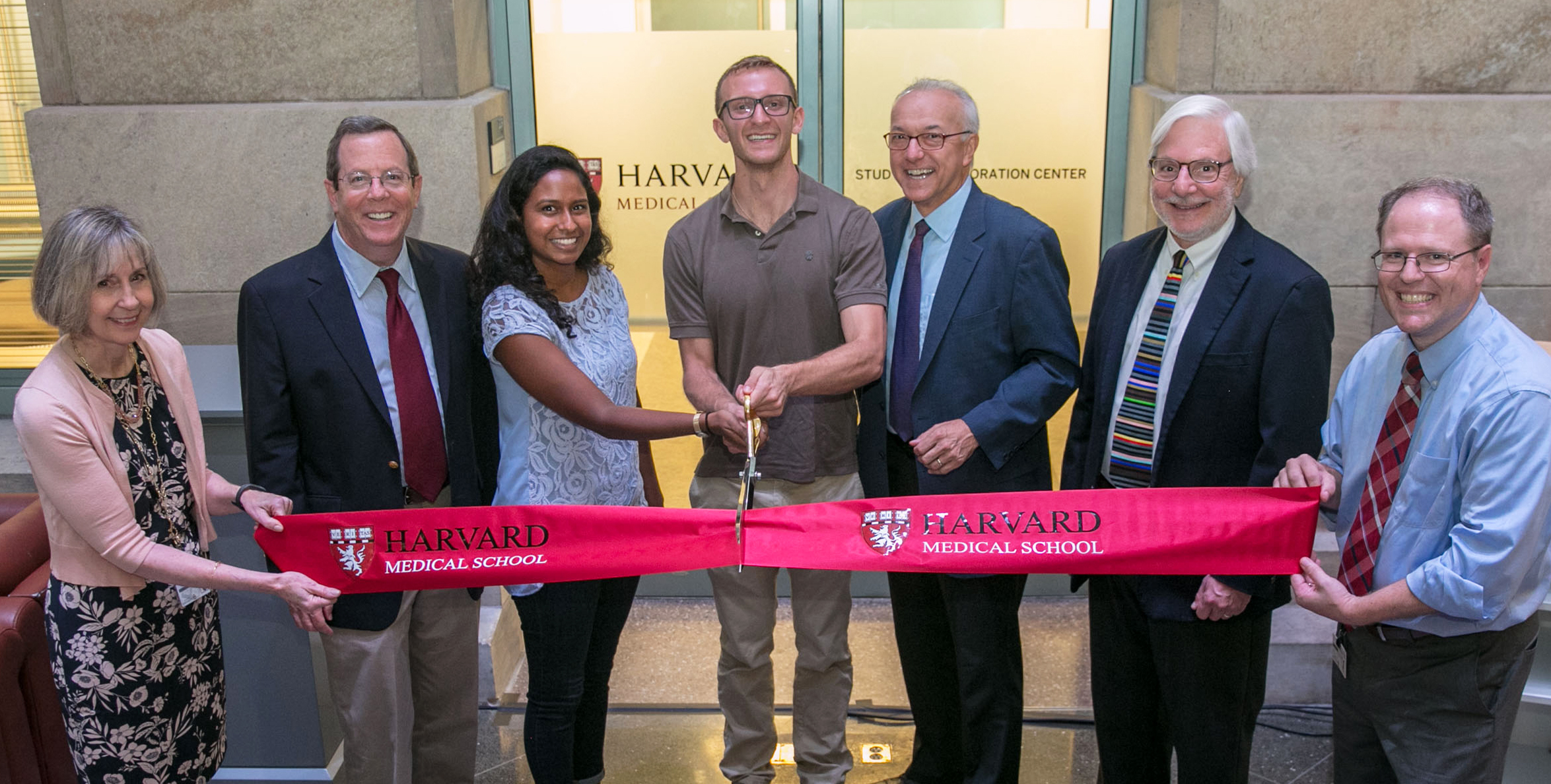 From left: Jane Neill, Edward Hundert, Nivanthika Wimalasena, Derek Soled, George Q. Daley, David Golan, Bruce Maclntyre. Image: Bethany Versoy for HMS