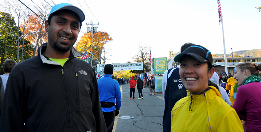 Photo of Mangalath and Cheung at Desert Island Marathon