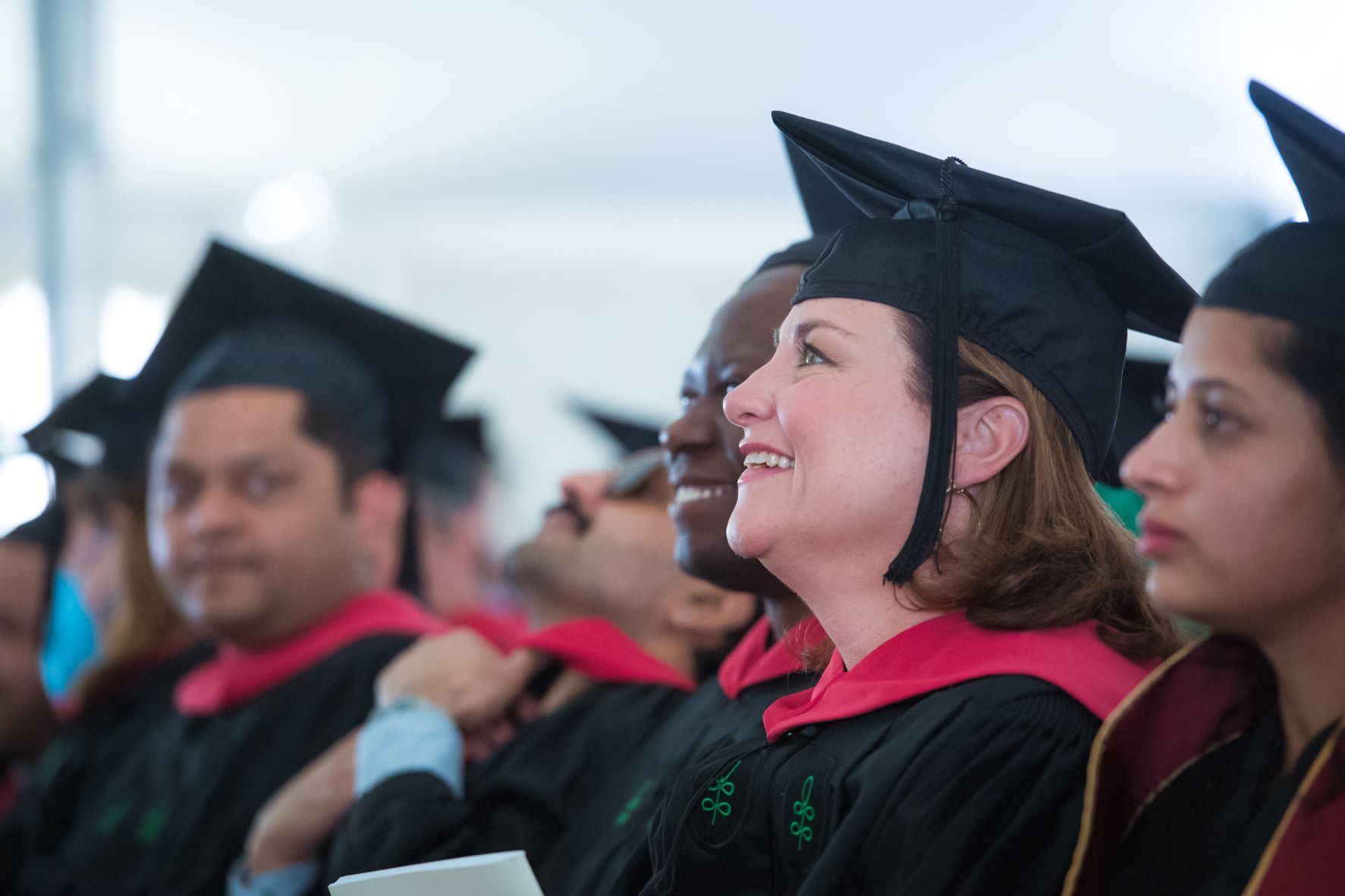 Master's student graduates watching the ceremony