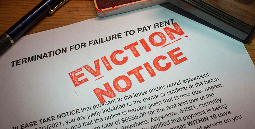 photo of an eviction notice on a desk