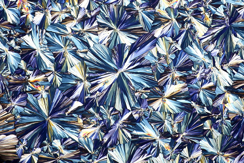 Microscope image of aspirin crystals