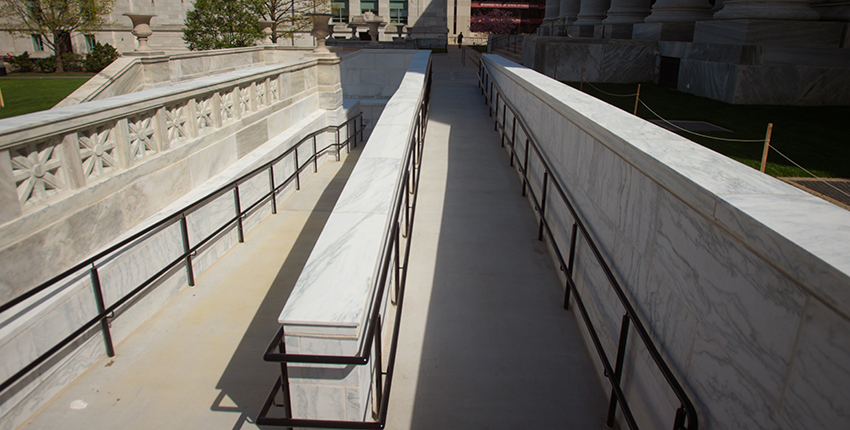 new access ramp in front of Gordon Hall