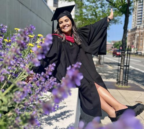 Anahí Venzor Strader in a graduation cap and gown