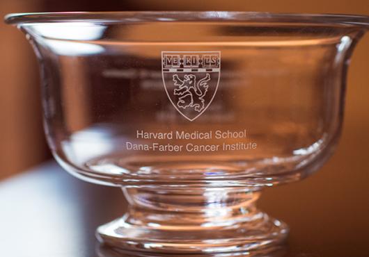 Crystal bowl with HMS and Dana-Farber etched into it