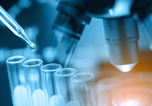 microscope and vials