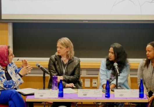 Sara Al-Zubi speaking on a panel