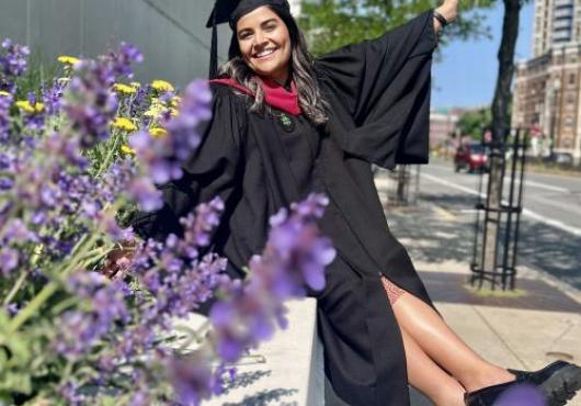 Anahí Venzor Strader in a graduation cap and gown