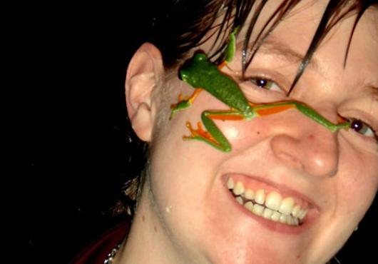 Cathy McDonough with a frog