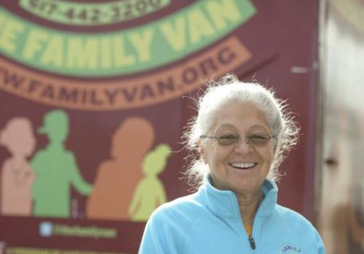 Nancy Oriol with the Family Van