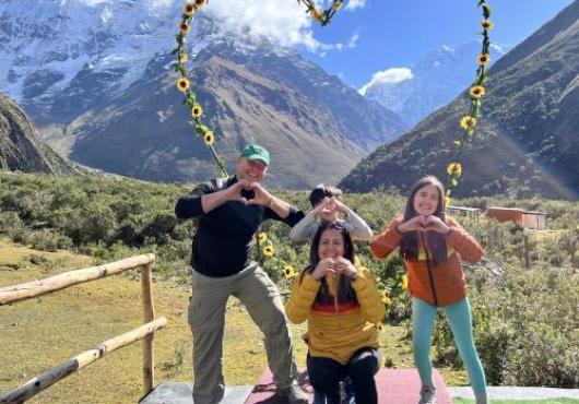 Silvana Bonilla and family in front of a mountain range