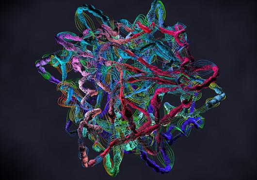 Illustration of chain of amino acids forming proteins