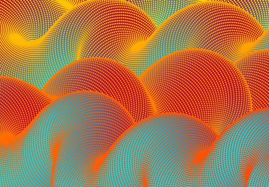 Abstract illustration of red and blue gut-like waves
