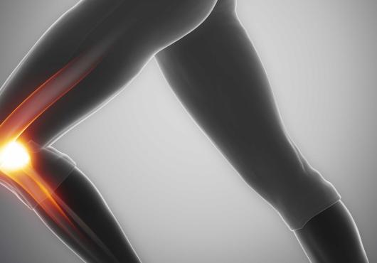 Image of a leg with the knee illuminated