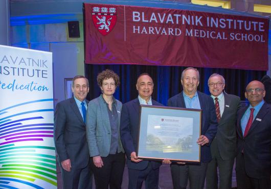 Harvard officials with Len Blavatnik following dedication ceremony.