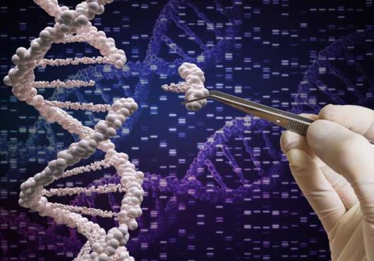 Illustration of DNA strand being edited