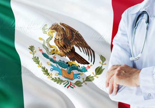 Illustration of Mexican flag and a doc's white coat