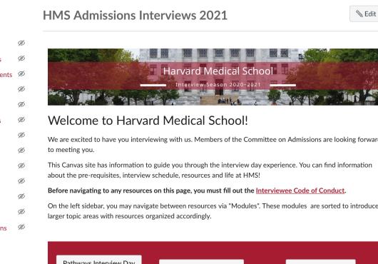 Screen shot of HMS admissions website 