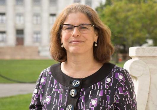 New dean for Graduate Education Rosalind Segal outside on the HMS Quad