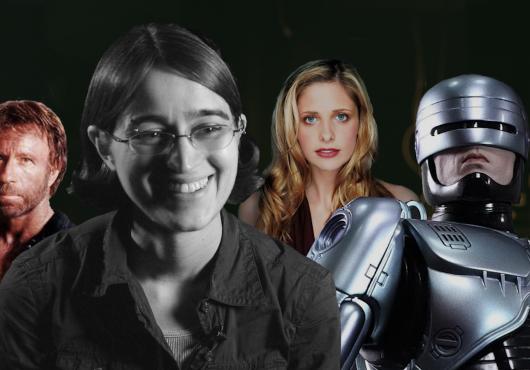 Images of Chuck Norris, the Buffybot and Robocop alongside researcher Lizz Thrall