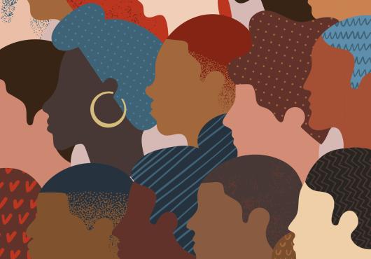 illustration of heads of a diverse group of people