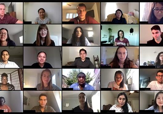 screen capture of students on video call