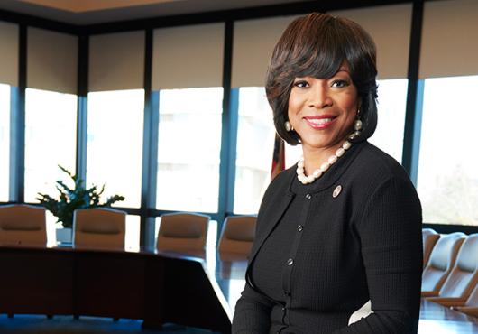 Valerie Montgomery Rice in board room