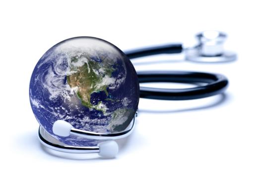 globe with stethoscope around it